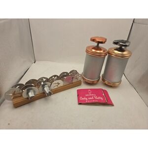 2 Vintage Mirro 358-AM Aluminum Cookie Cooky & Pastry Press - 15 Discs , 2 Tips